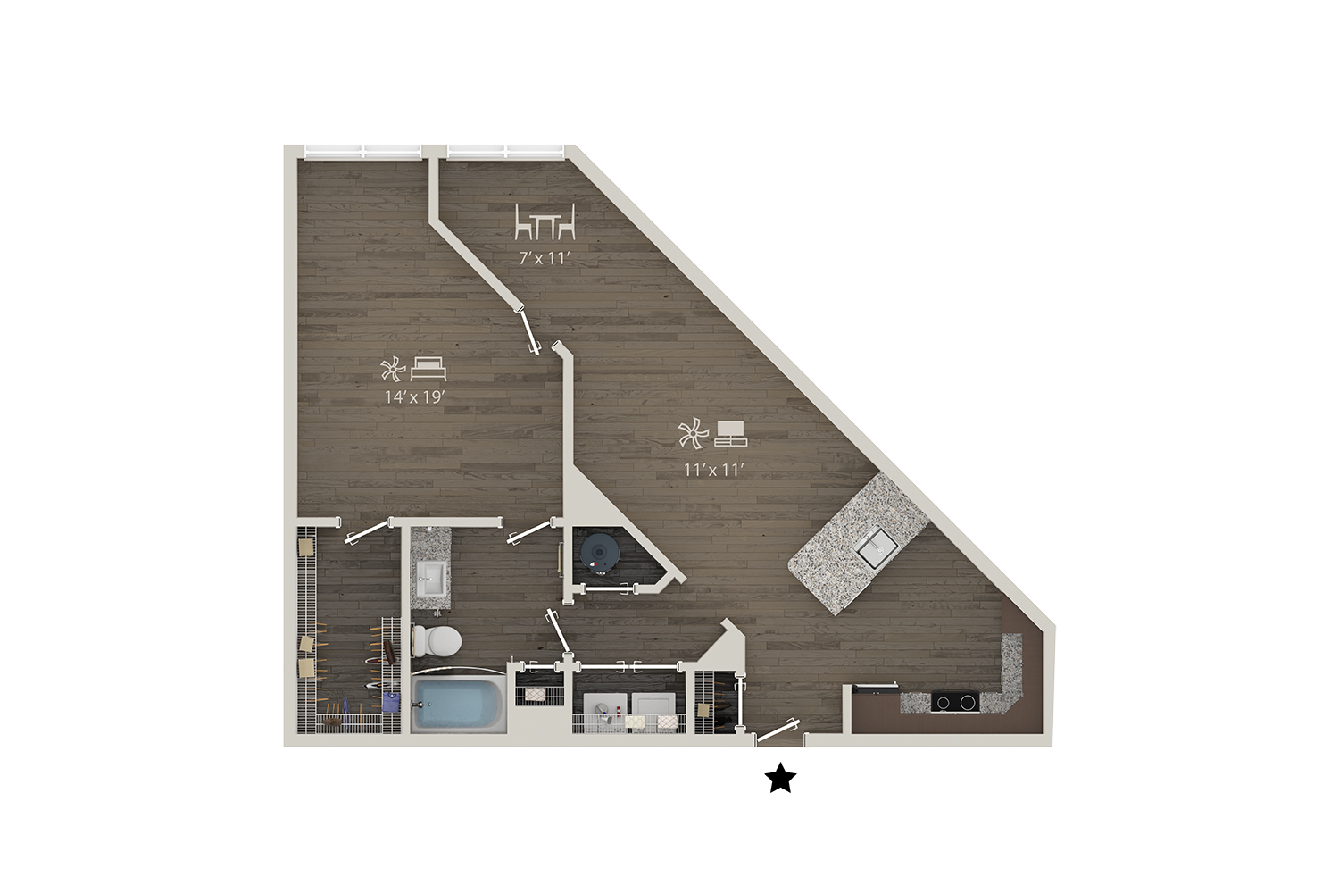 Sunrise w/ Balcony floor plan